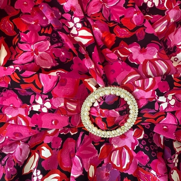 Rebecca Vallance Floral Print Faux Wrap Silk Blouse - Picture 5 of 7